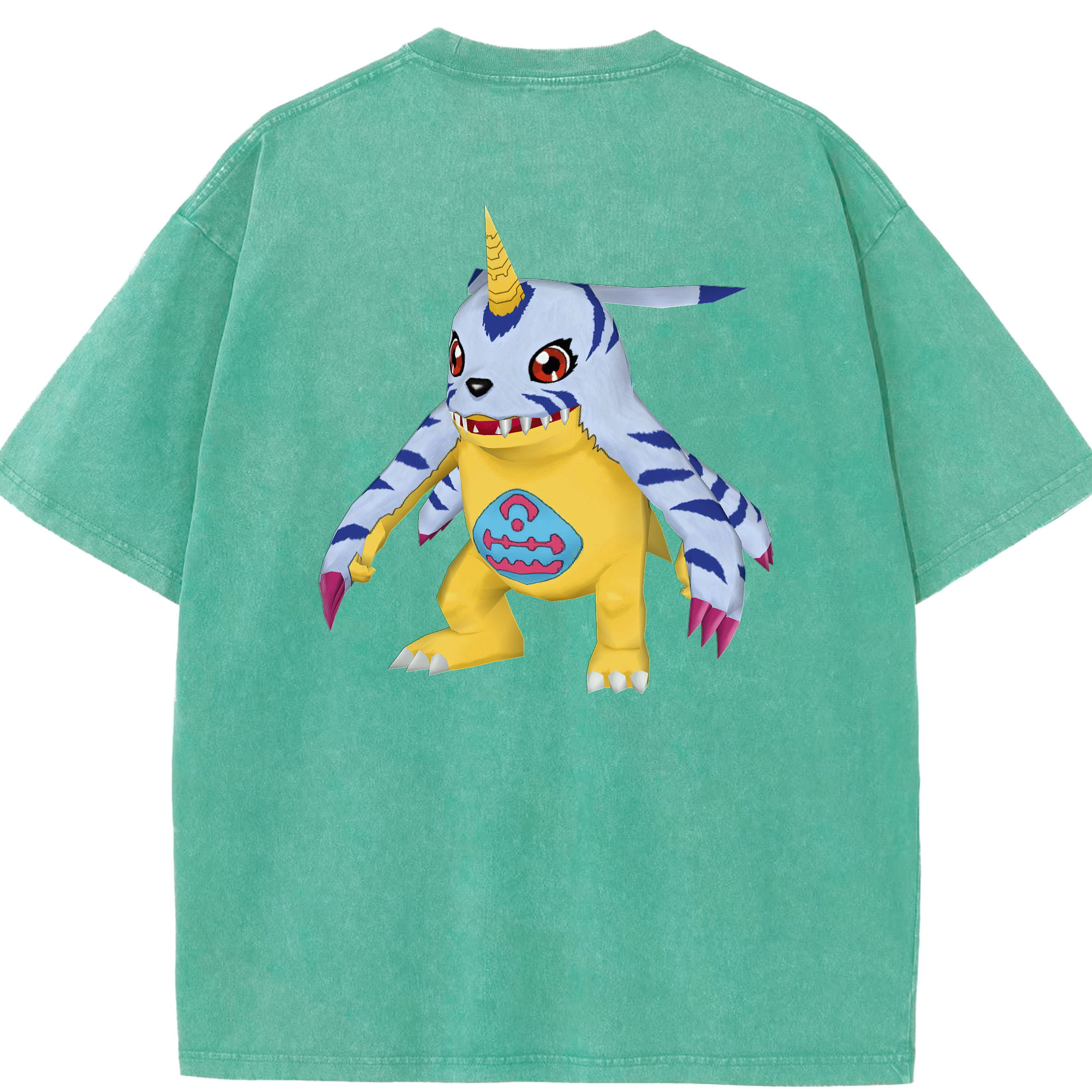 （画像用） Digimon デジタルモンスター/デジモン 綿100% ヴィンテージ風 半袖Tシャツ（背面プリント）